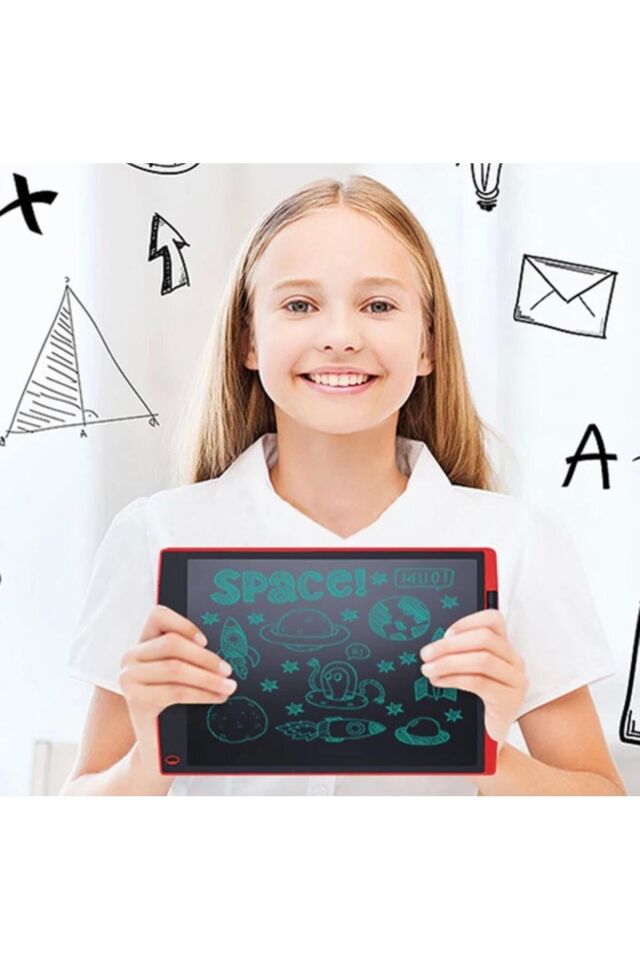 Dijital Kalemli Çizim Yazı Tahtası Not Yazma Eğitim Tableti Writing Tablet 8,5 Inç Kırmızı