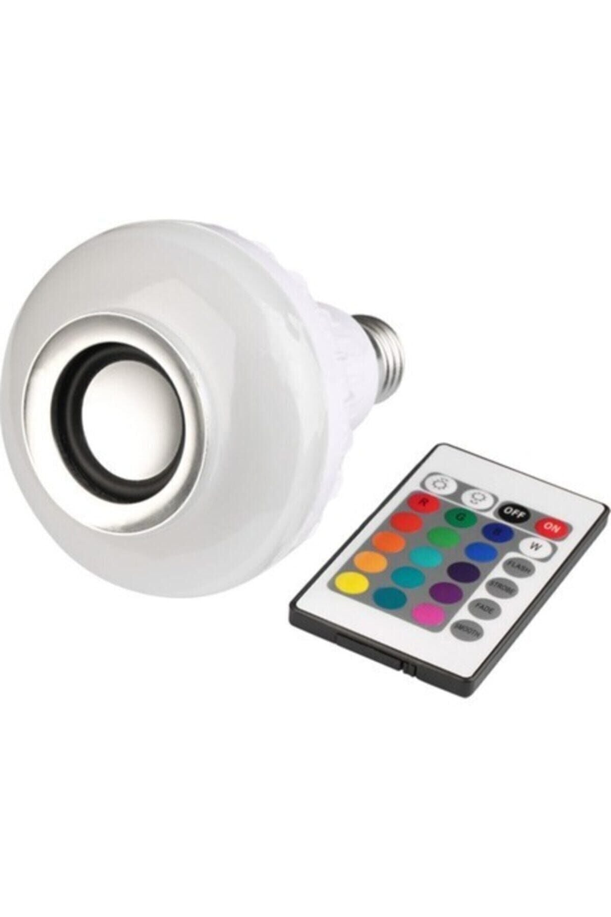Bluetooth Hoparlör Led Akıllı Ampul Lamba 12 Renk Kumandalı