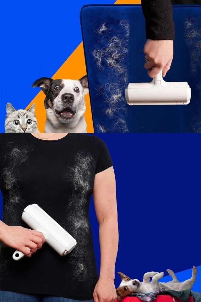 2 Yönlü Hazneli Gırgır Kedi Köpek Kıl Toz Tüy Toplayıcı Kazak Kıyafet Elbise Halı Yatak Tüy Gırgırı