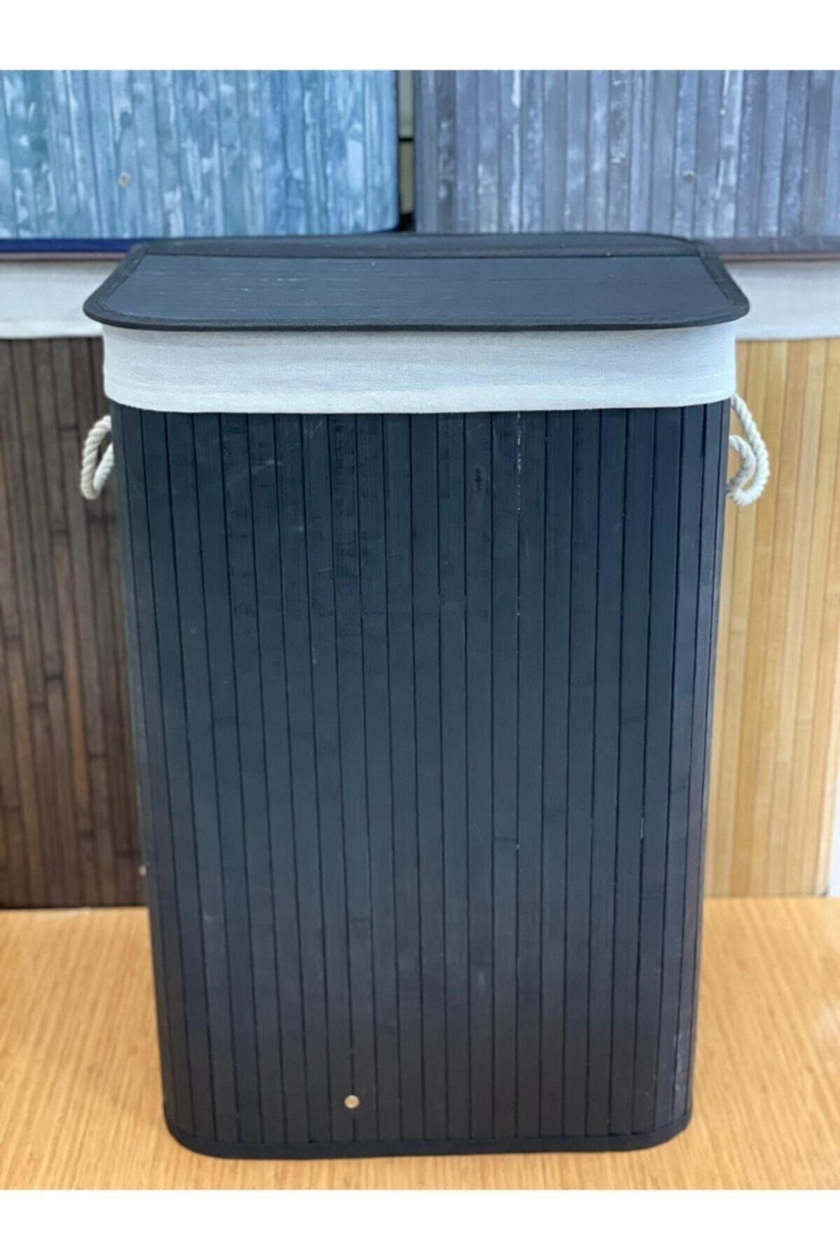 Bambu Kirli Çamaşır Sepeti Dikdörtgen Fmapr33257 SİYAH MAT - Tek Ebat - 50 x 70