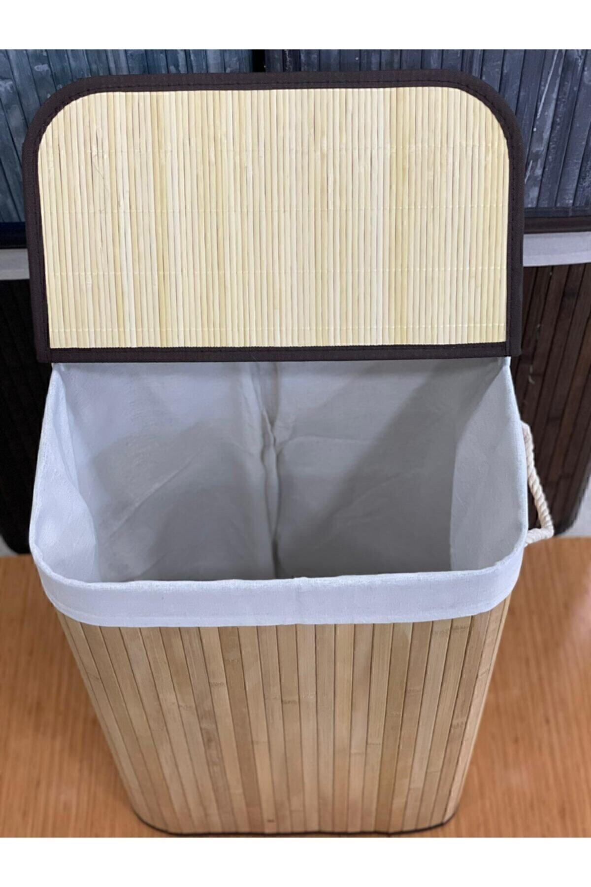 Bambu Kirli Çamaşır Sepeti Dikdörtgen Fmapr33257 NATUREL BAMBU - Tek Ebat - 40 x 30