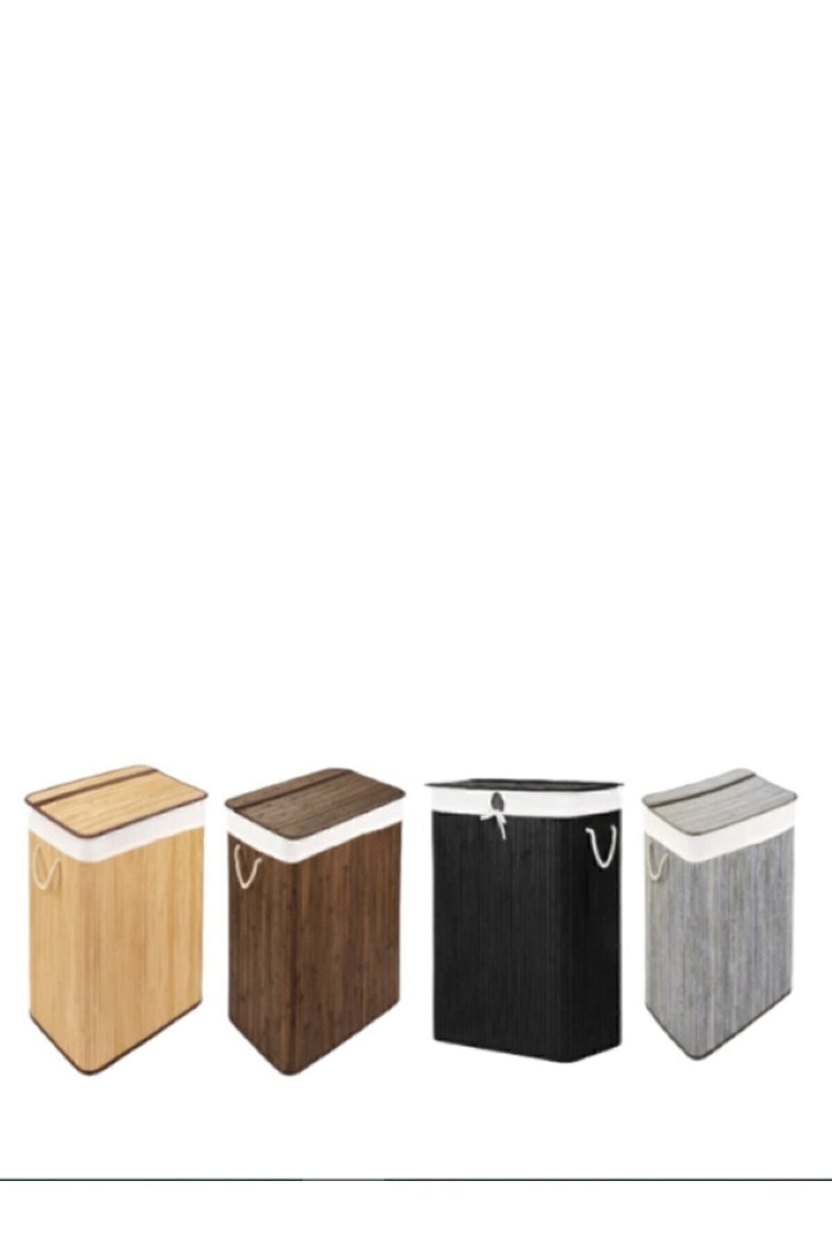40 x 30 Bambu Kirli Çamaşır Sepeti Dikdörtgen Fmapr33257 Gri 20-49 L Hasır FÜME GRİ - Tek Ebat - 40 x 30