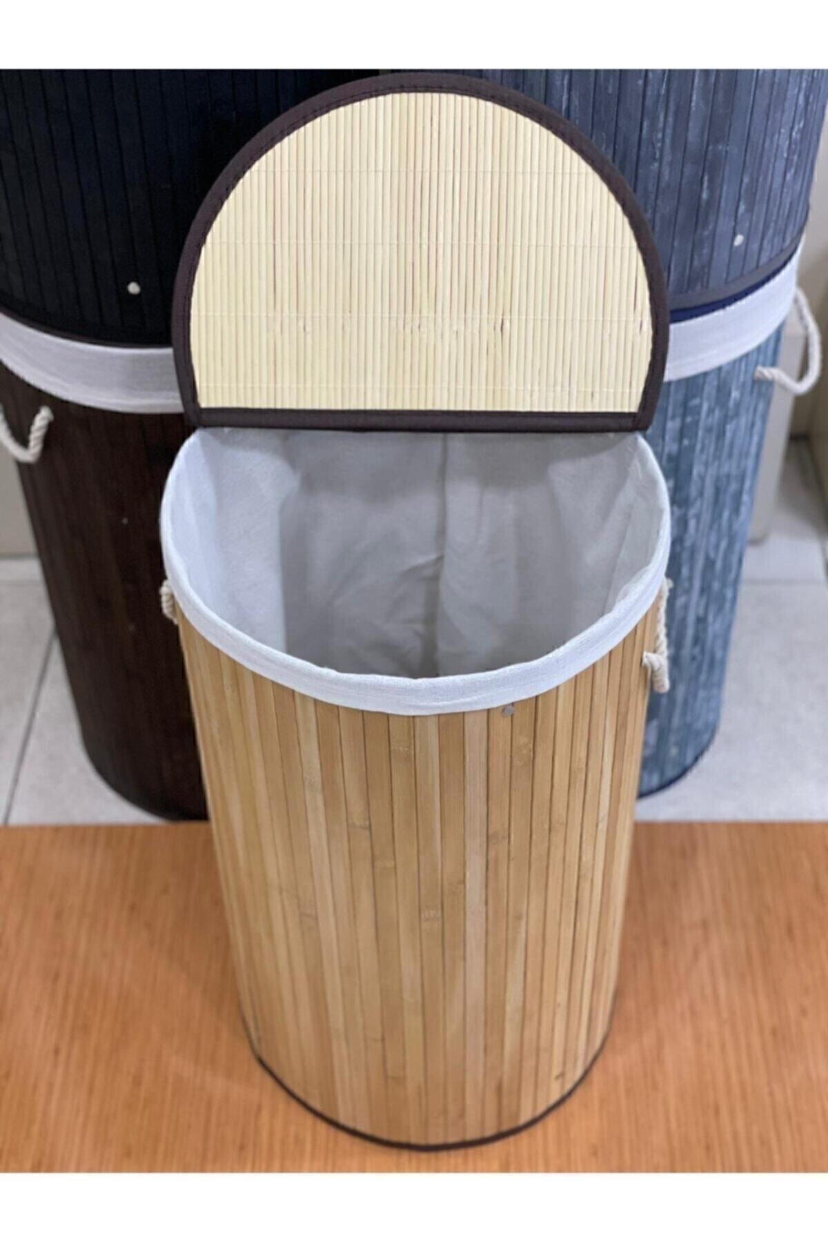 Bambu Kirli Yuvarlak Çamaşır Sepeti Fma331253 NATUREL BAMBU - Tek Ebat - 35 x 50