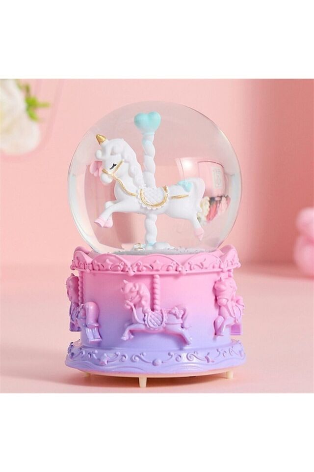 Unicorn Kar Küresi Ve Atlı Karınca Müzik Kutusu Seti ÇOK RENKLİ - Tek Ebat