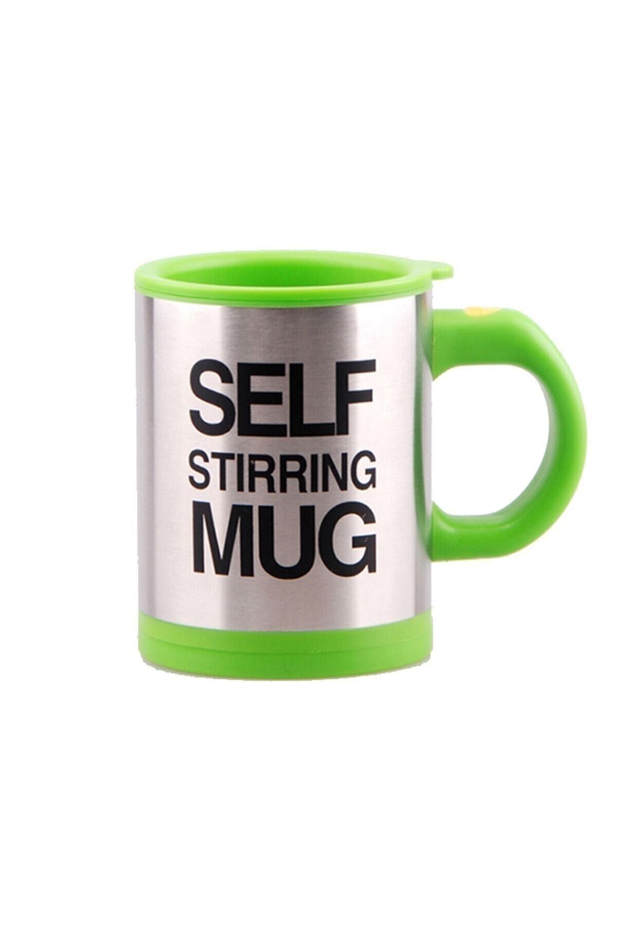 Kendi Kendini Karıştıran Mikser Kupa Termos Bardak; Self Stirring Mug - Yeşil