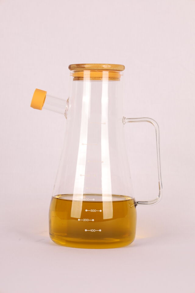Bambu Kapaklı 900ml Borosilikat Cam Yağlık