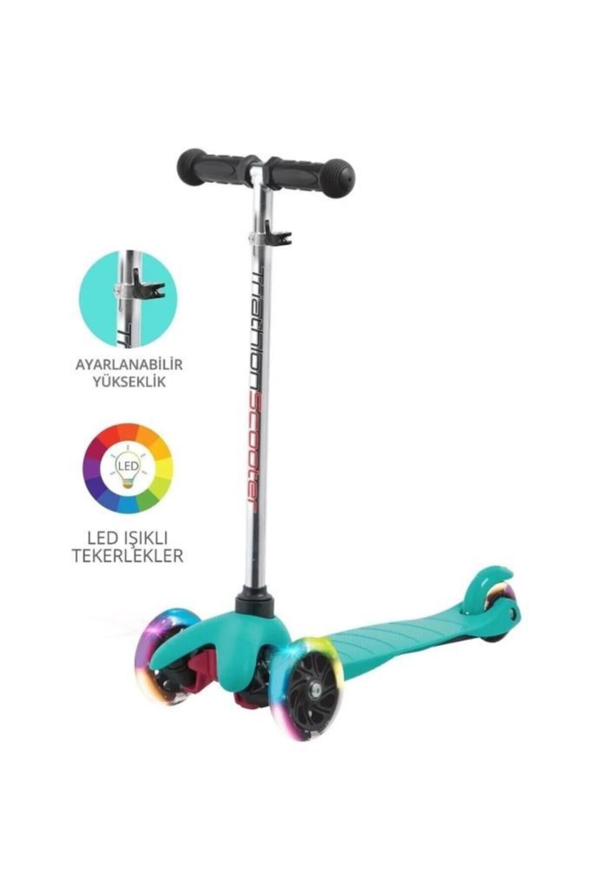 DN 80001 AYARLANABİLİR DİREKSİYONLU LED IŞIKLI TEKERLEKLİ SCOOTER - MAVİ