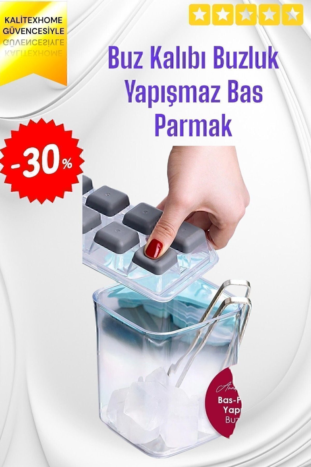 Buz Kalıbı Buzluk Yapışmaz Bas Parmak 64 x 32 Plastik TR Pembe