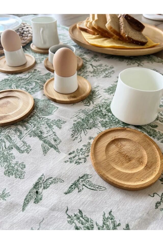6'lı Bambu Çay Tabağı Seti, Yuvarlak Bambu Çay Bardağı Altlığı