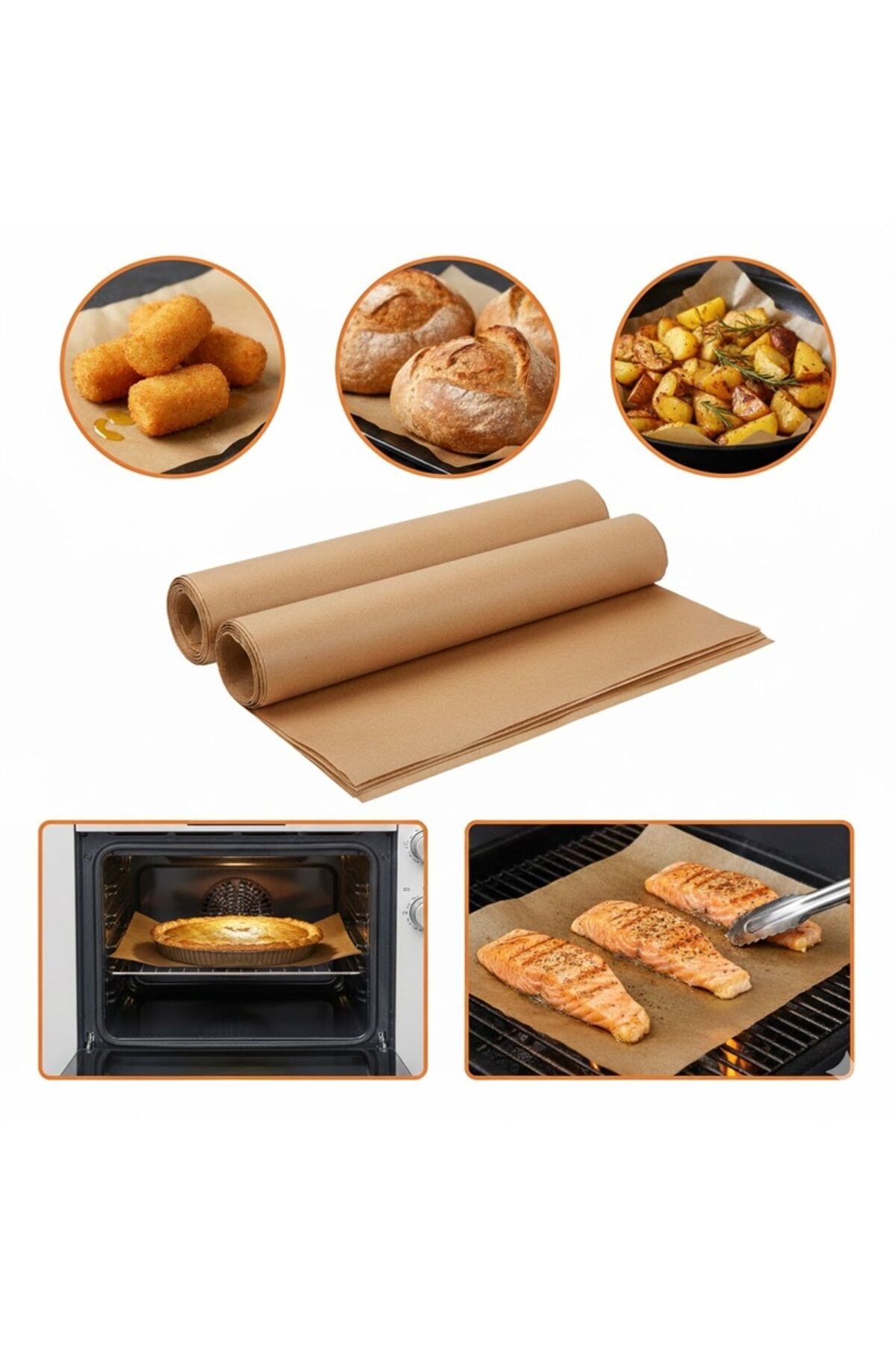 Fırınlanabilir Kendinden Yağlı Pişirme Kağıdı 30x40 Tek Kullanımlık Fırın Kağıdı Pişirme Kağıdı
