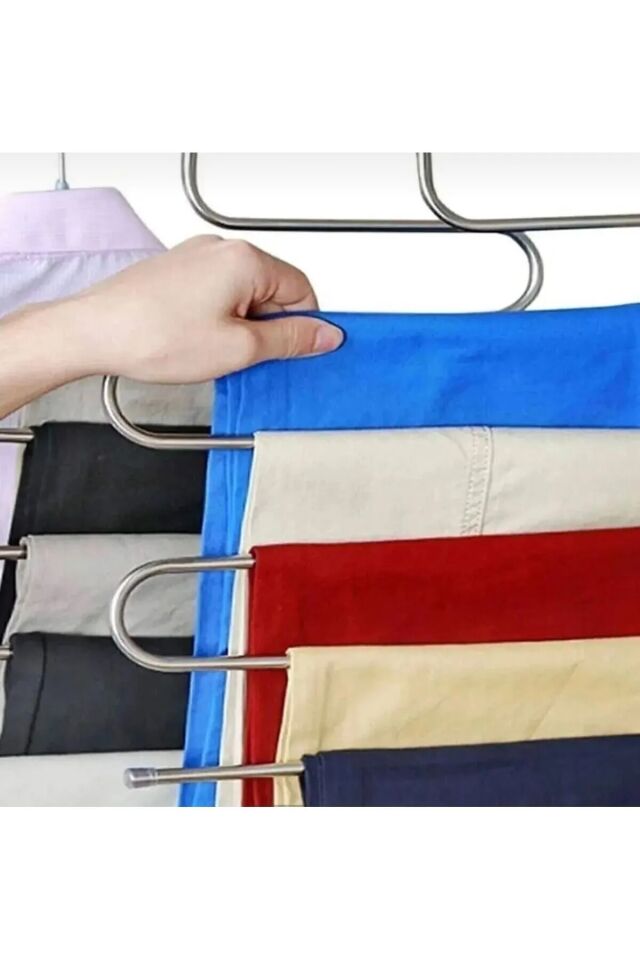 3 Adet 5'li Metalik Krom Pantolon Şal Kravat Askisi Çok Amaçli Dopal Içi Düzenleyi Ci 5'li