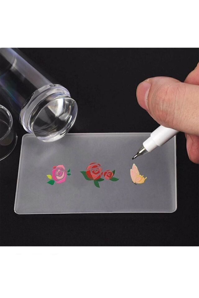 Isgstore Tırnak Süsleme Damgalama Stamper Silikon Başlıklı Oje Dizayn Baskı Aparat Seti