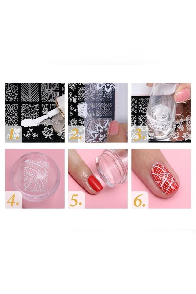 Isgstore Tırnak Süsleme Damgalama Stamper Silikon Başlıklı Oje Dizayn Baskı Aparat Seti