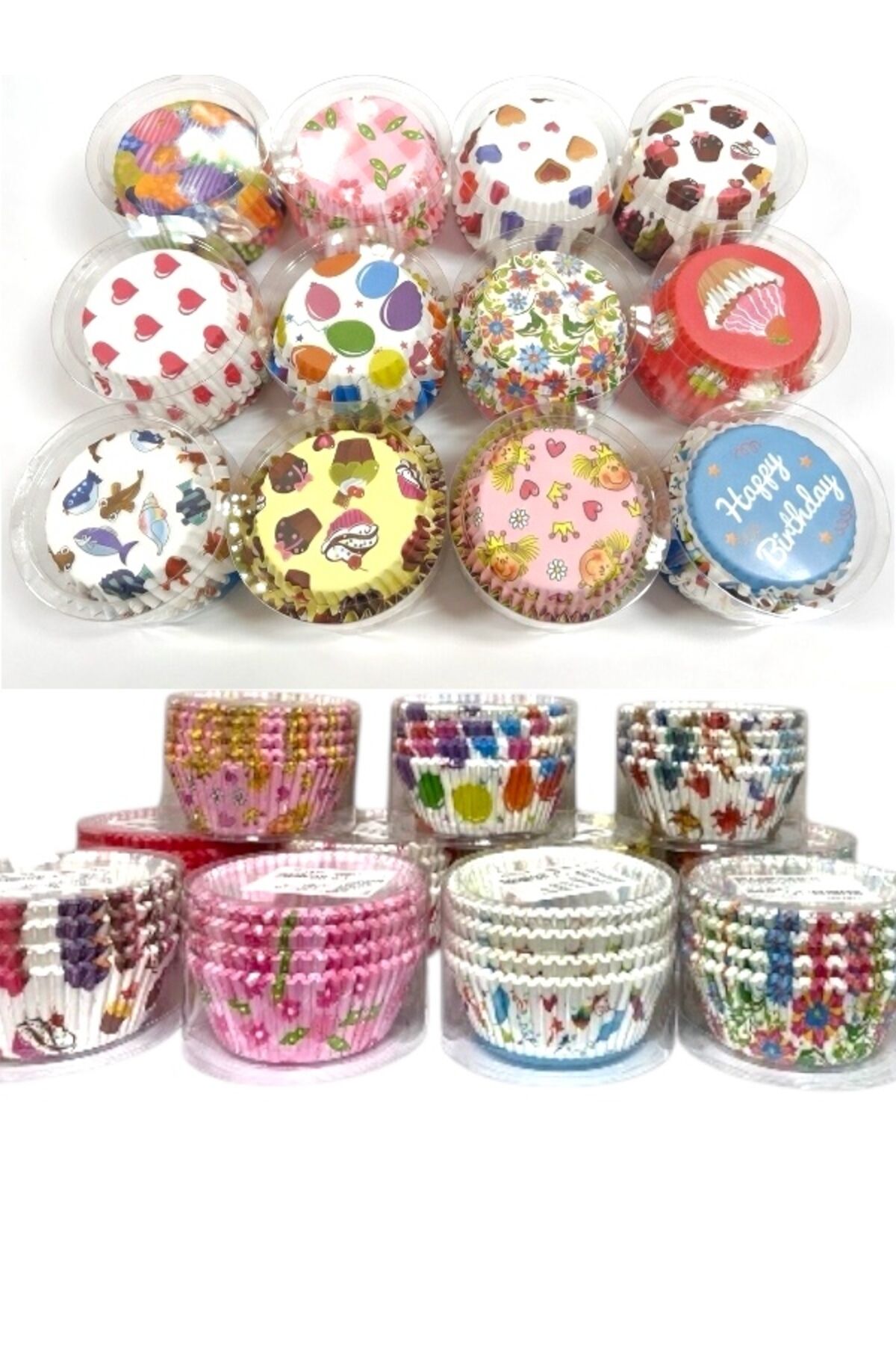 300 Adet Muffin Cupcake Kağıdı, Renkli Kağıt Muffin Kek Kalıbı Desenli Tek Ebat