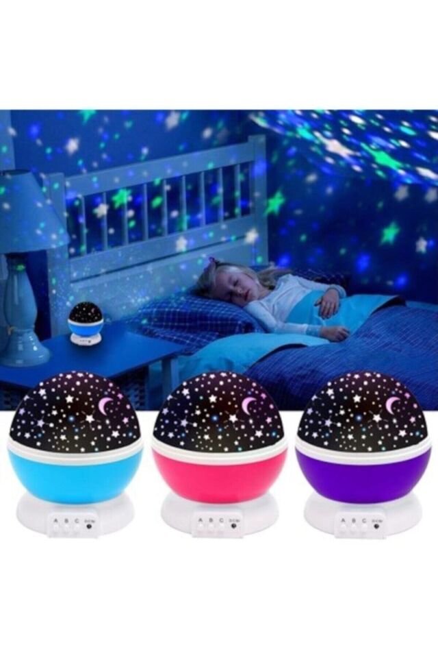 Pembe Dönen Projeksiyon Gece Lambası Star Master Ay Yıldız Duvar Led Pembe - Tek Ebat - Tek Ebat