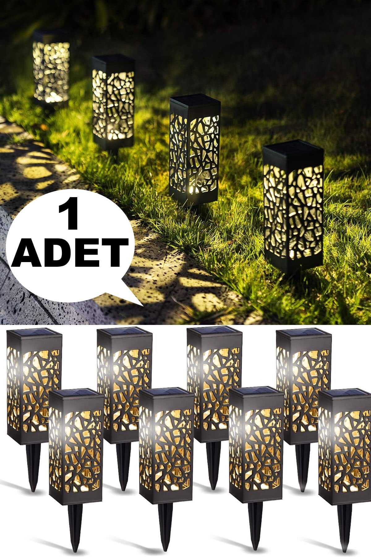 1 Adet Solar Led Güneş Enerjili Bahçe Lambası Aydınlatması Armatür