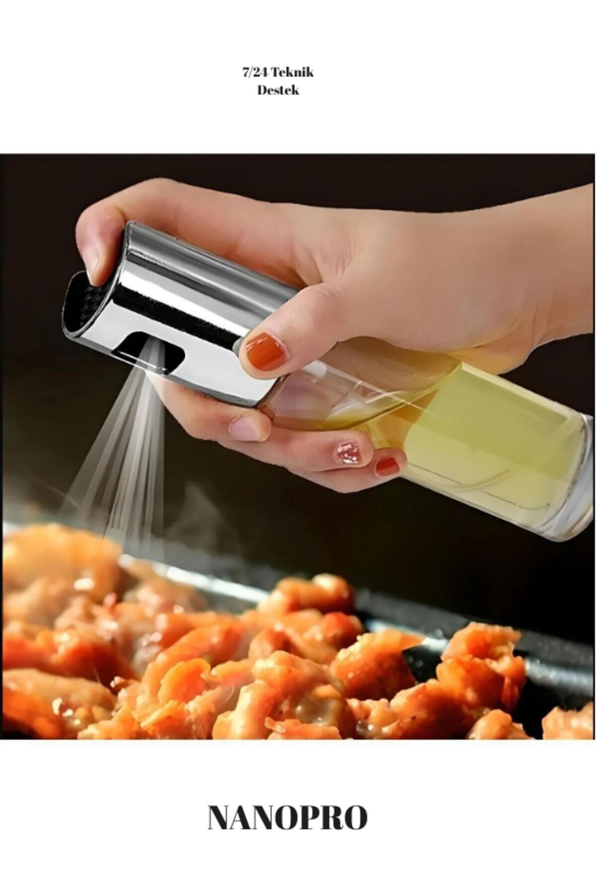 Cam Sprey Şişesi Sirke Yağ Püskürtücü Barbekü Sosu Yağdanlık 100 ml beyaz - Tek Ebat