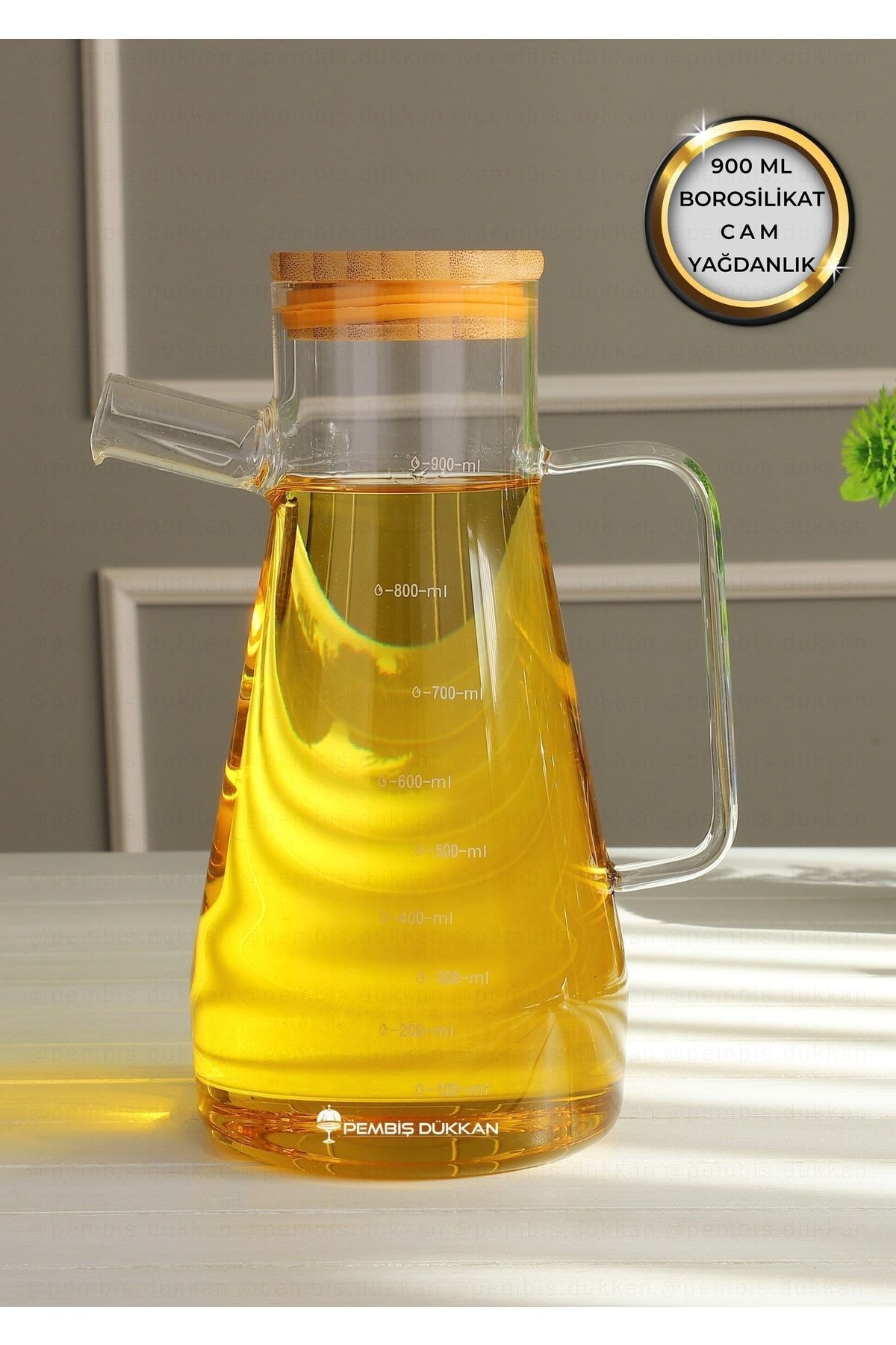 Masterchef Borosilikat Cam 900ml Yağdanlık
