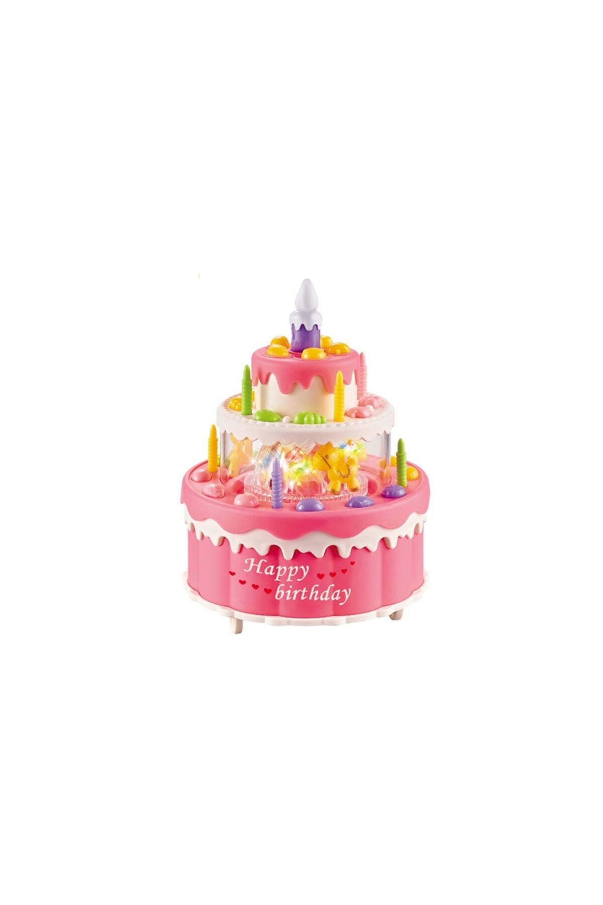 Hareketli Müzikli Işıklı Doğum Günü Pasta Oyuncağı dön dolaş | Happy Birthday Pasta Tek Ebat