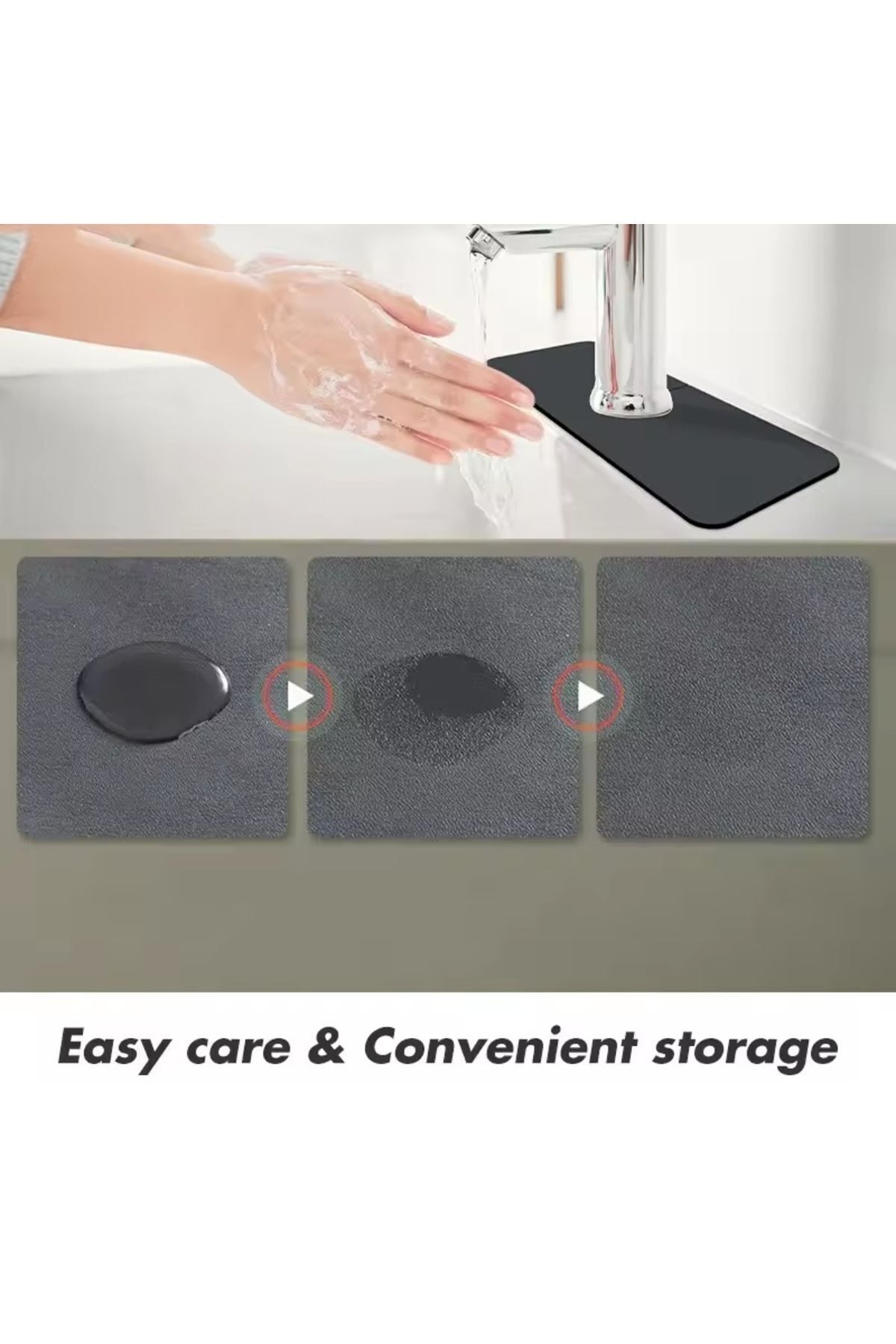 Emici Lavabo Musluk Matı 38x13cm Mutfak Ve Banyo Için Tezgah Üstü Diatom Mat