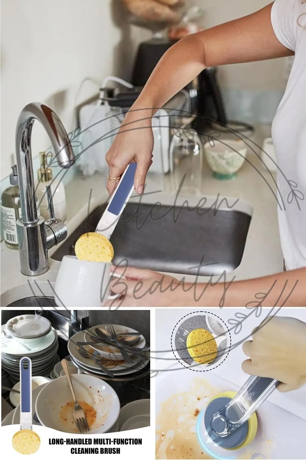 Çok Fonksiyon Mutfak Lavabo Banyo Temizleme Fırçası Bulaşık Süngeri Ve Fırçası Temizlik Fırçası