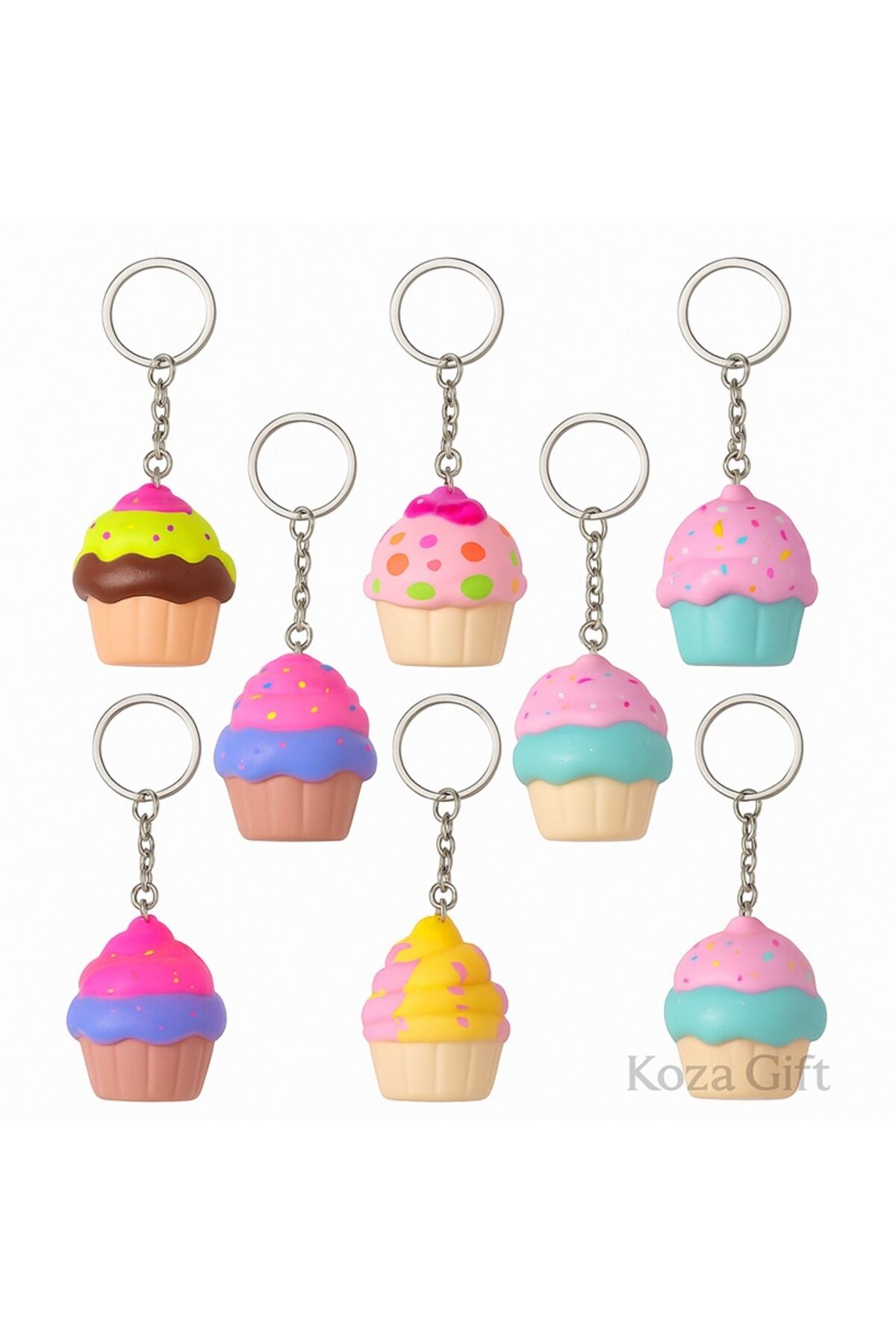 Cupcake Squishy Anahtarlık - Karışık Model Gönderim - Yumuşak Stres Giderici Oyuncak 1 Adet Çok Renkli - Tek Ebat
