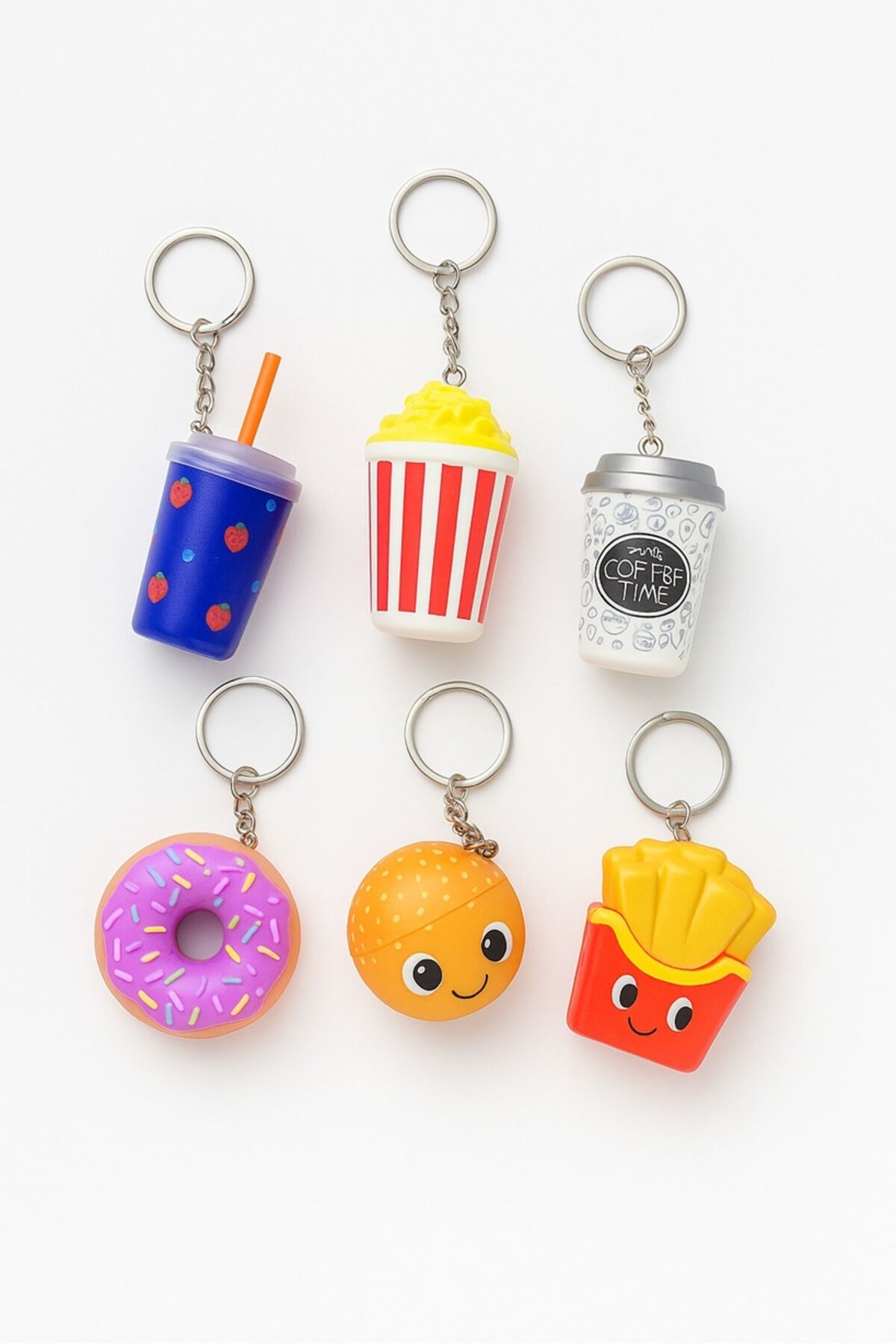 Squishy Fast Food Temalı Anahtarlık - Karışık Model Gönderim - 1 Adet Yumuşak Stres Giderici Çok Renkli - Tek Ebat