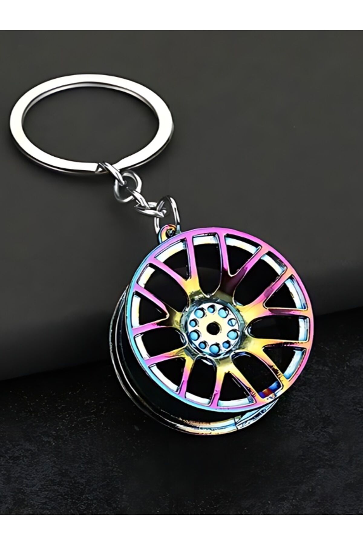 Renkli Jant Anahtarlık Araç Aksesuarı 3D Metal Anahtarlık