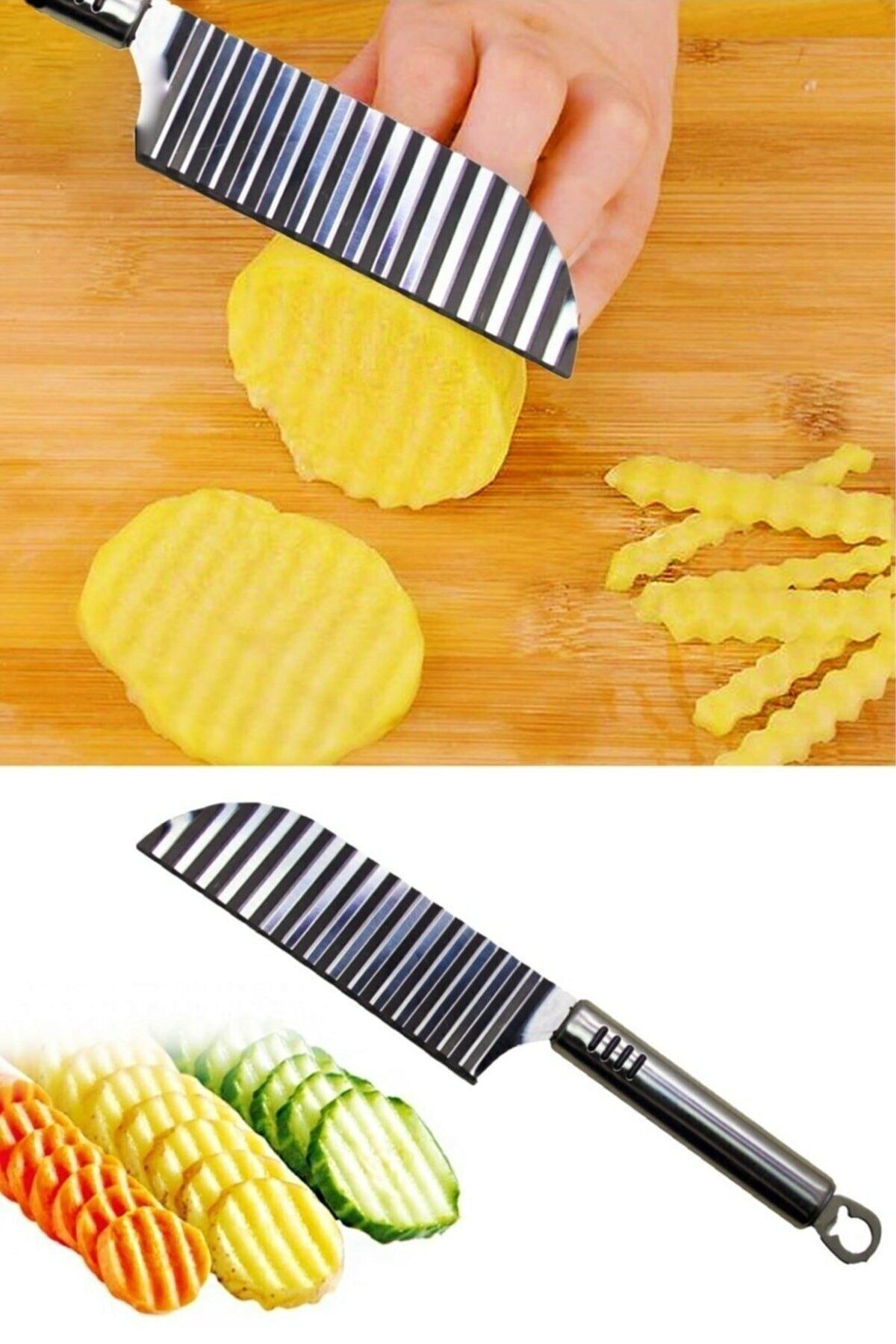 Şekilli Patates Kesici Bıçak, Sebze Zigzag Kesme Bıçağı Tek Ebat