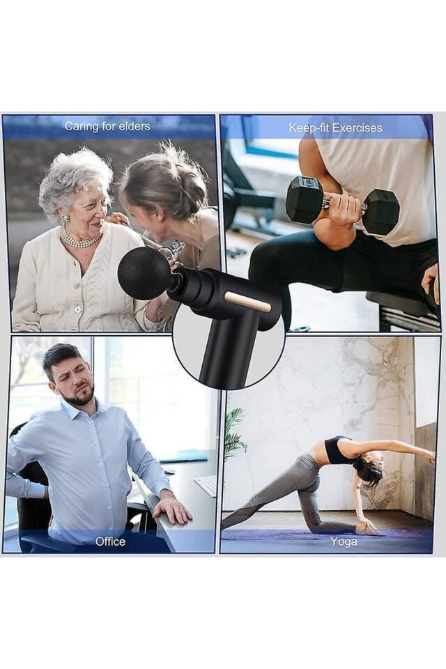 Masaj Tabancası Şarjlı Titreşim Darbeli Yoğurmalı Kas Sporcu Fitness Masaj Aleti