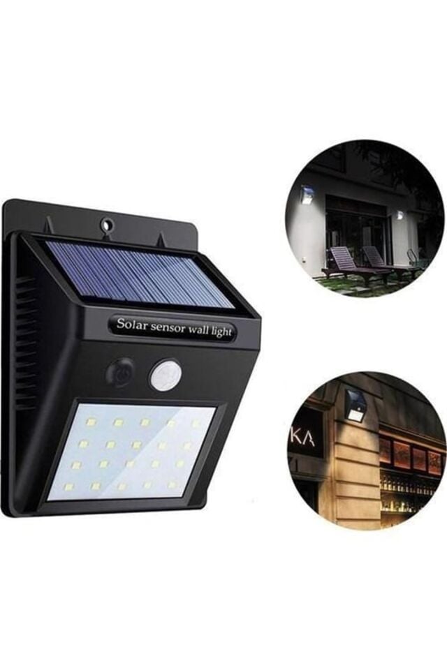 Blue Side Güneş Enerjili Hareket Sensörlü 20 Ledli Duvar Lambası