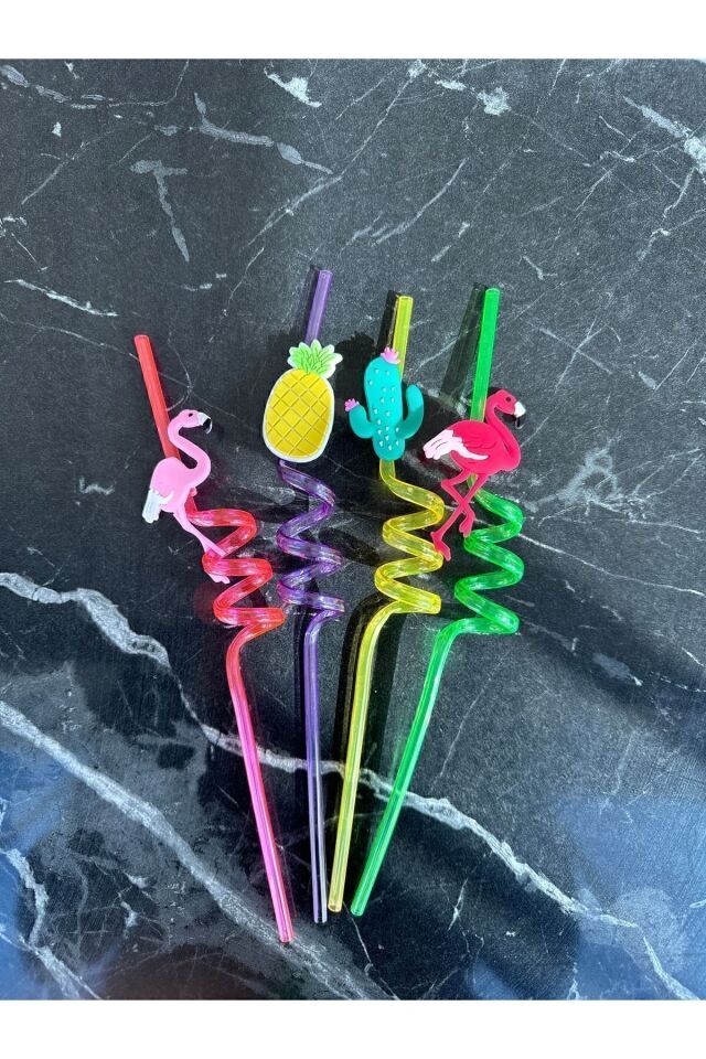 Sevimli Renkli Emojili Pipet- Kokteyl Ev Dekorasyon 1 Adet Pipet