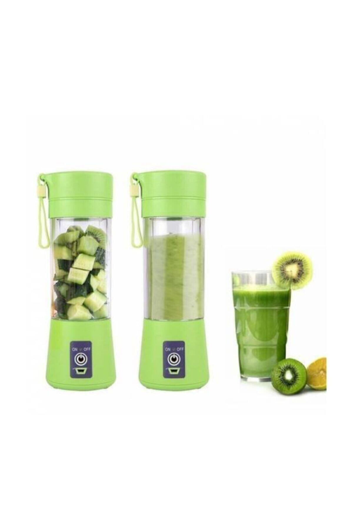 Taşınabilir Yeşil Şarjlı Portatif El Blenderi 380 ml