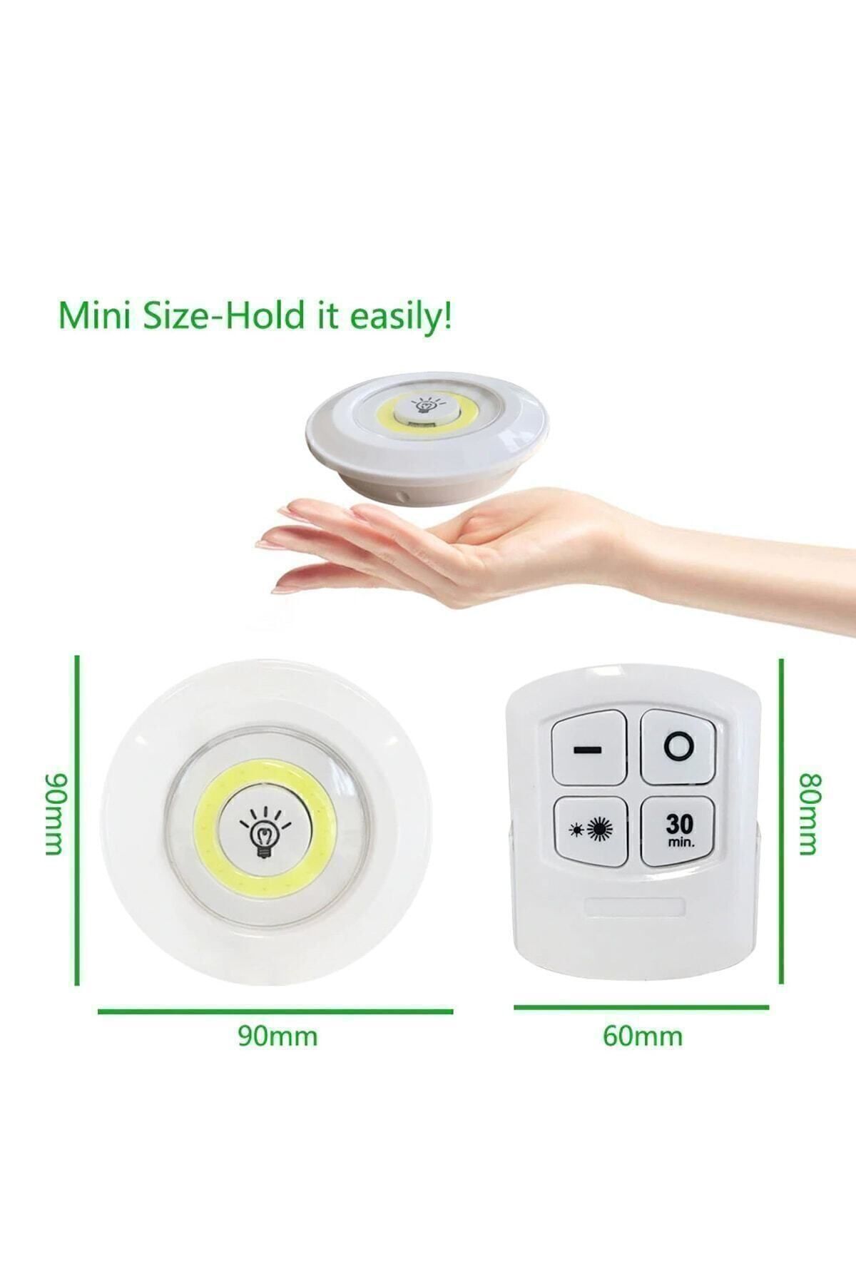 Uzaktan Kumandalı Yapışkanlı Kablosuz Pilli 3'lü Spot Lamba