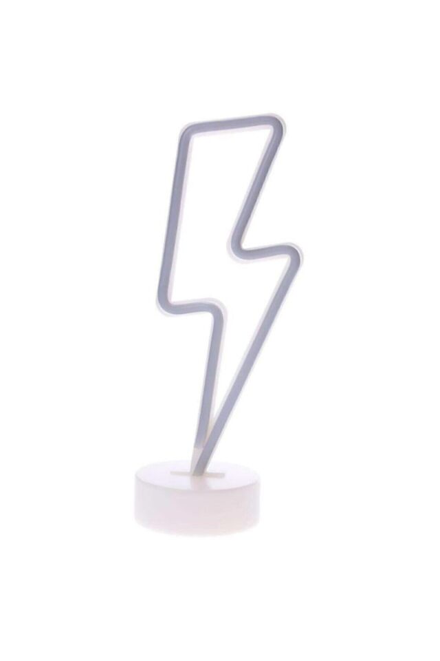 Sarı Şimşek Model Neon Led Işıklı Masa Lambası Dekoratif Aydınlatma Gece Lambası Tek Ebat