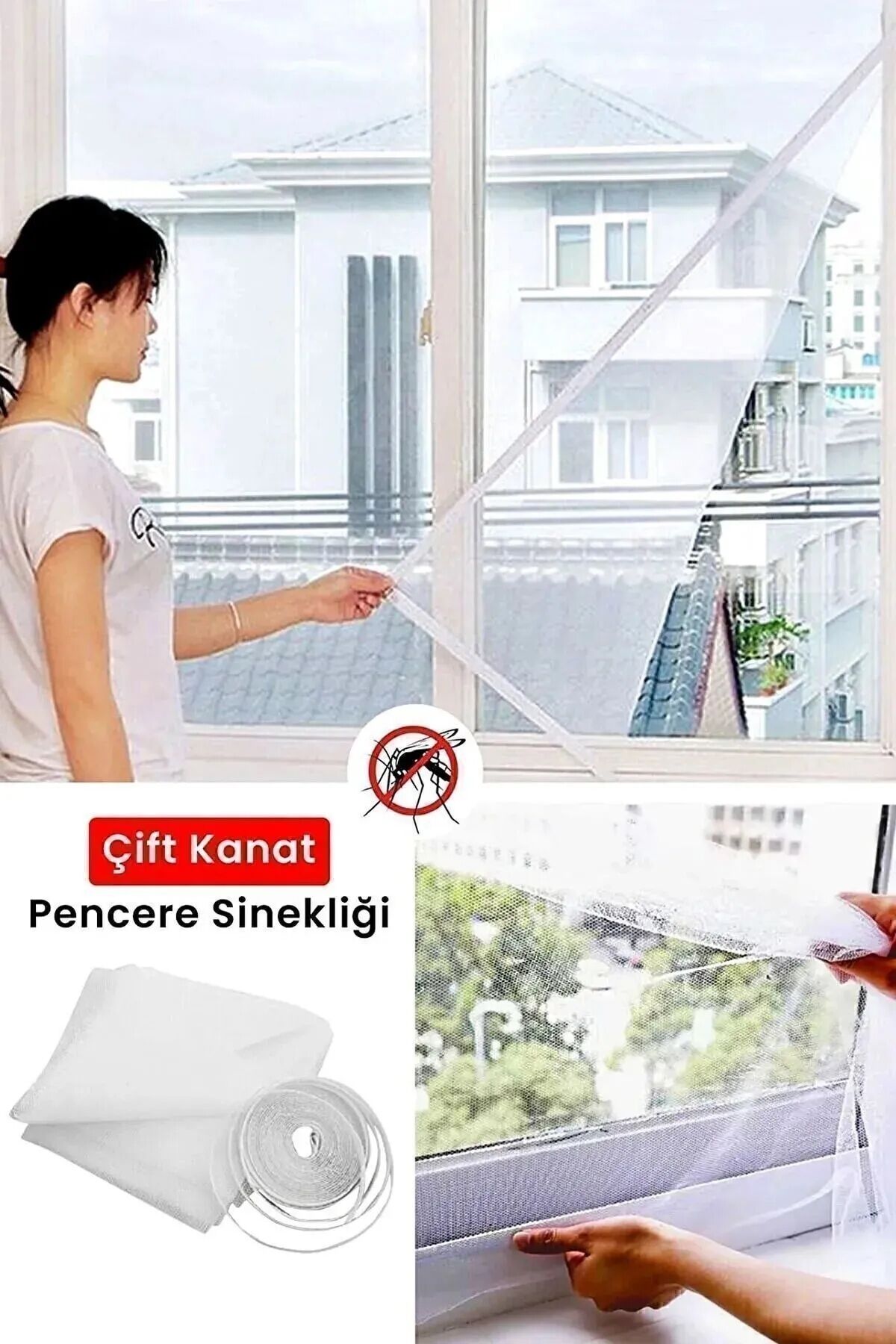 100x150 Cm 5 Metre Cırt Bantlı Pencere Sinek Önleyici Kovucu Sineklik Perdesi