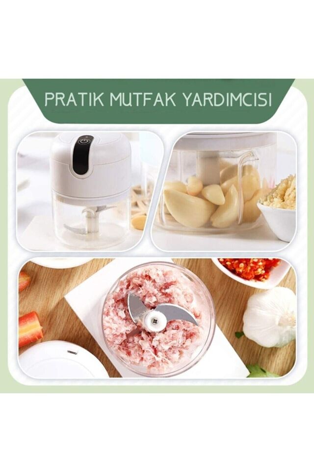 Şarjlı Mini El Rondosu Çelik Bıçaklı 300 ml Şarjlı Mini Rondo