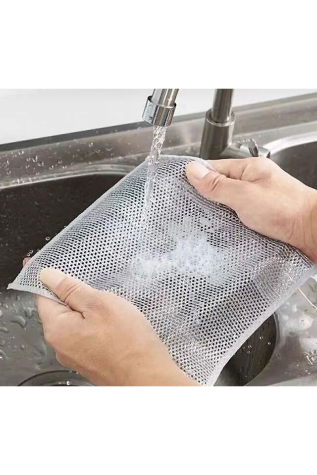 5 Adet 20x20 Inox Tel Bez Bulaşık Bezi, Zor Kir Bezi, Mutfak Banyo Bezi Çift Katlı Çok Amaçlı Bez