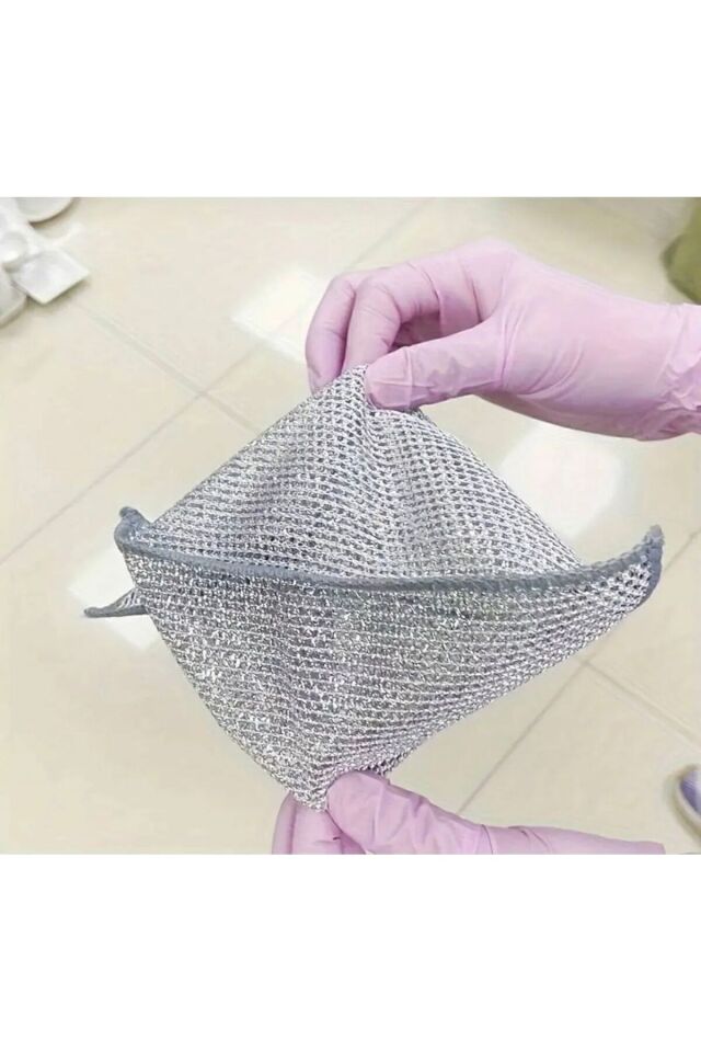 5 Adet 20x20 Inox Tel Bez Bulaşık Bezi, Zor Kir Bezi, Mutfak Banyo Bezi Çift Katlı Çok Amaçlı Bez