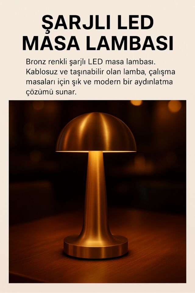 Şarjlı Dokunmatik Metal Masa Lambası – Loş Işıklı Gece Lambası Çok Renkli - Tek Ebat - 20 x 20