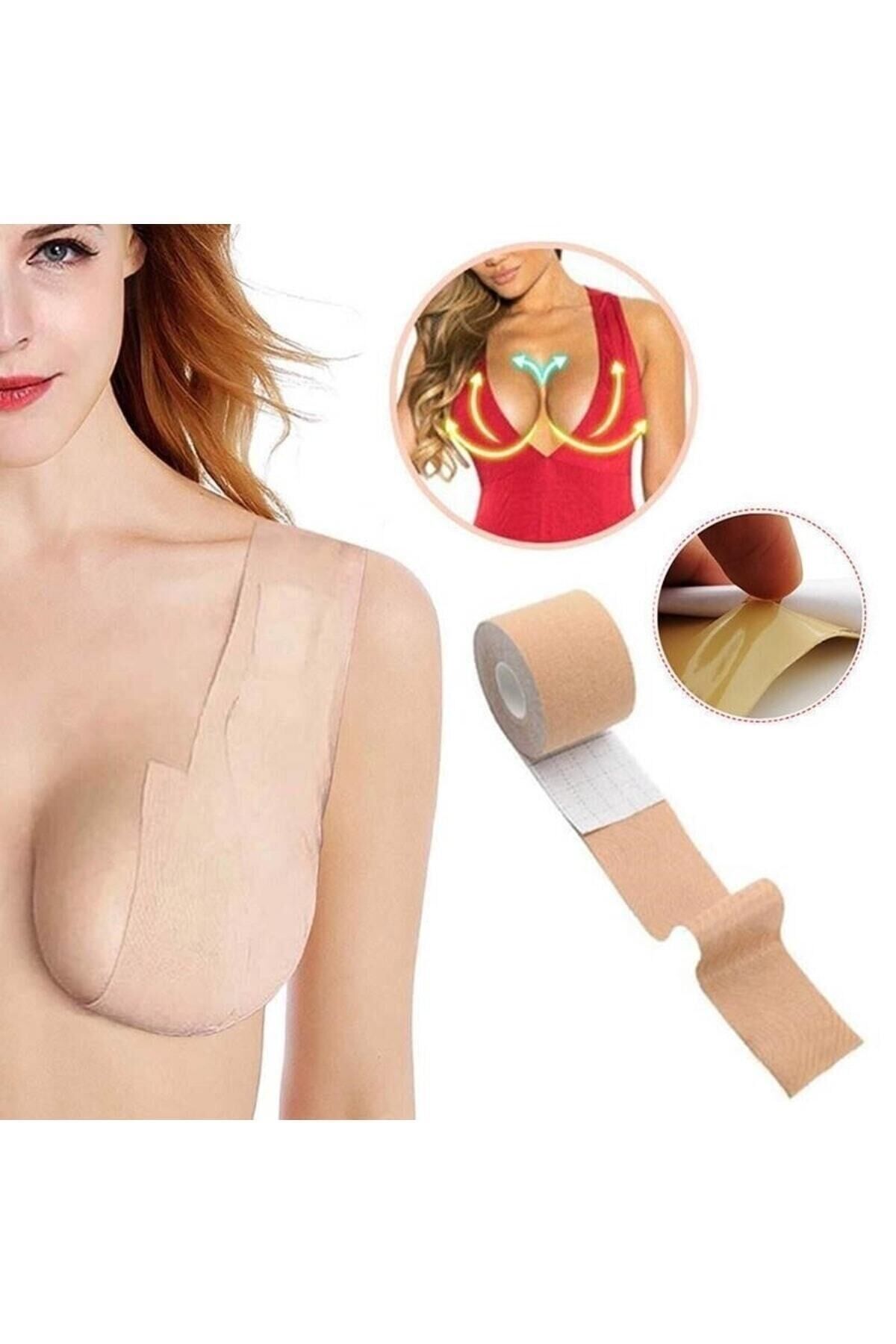 Dikişsiz Göğüs Kaldırma Bant Görünmez Örtüsü Silikon Straplez Push Up Sütyen
