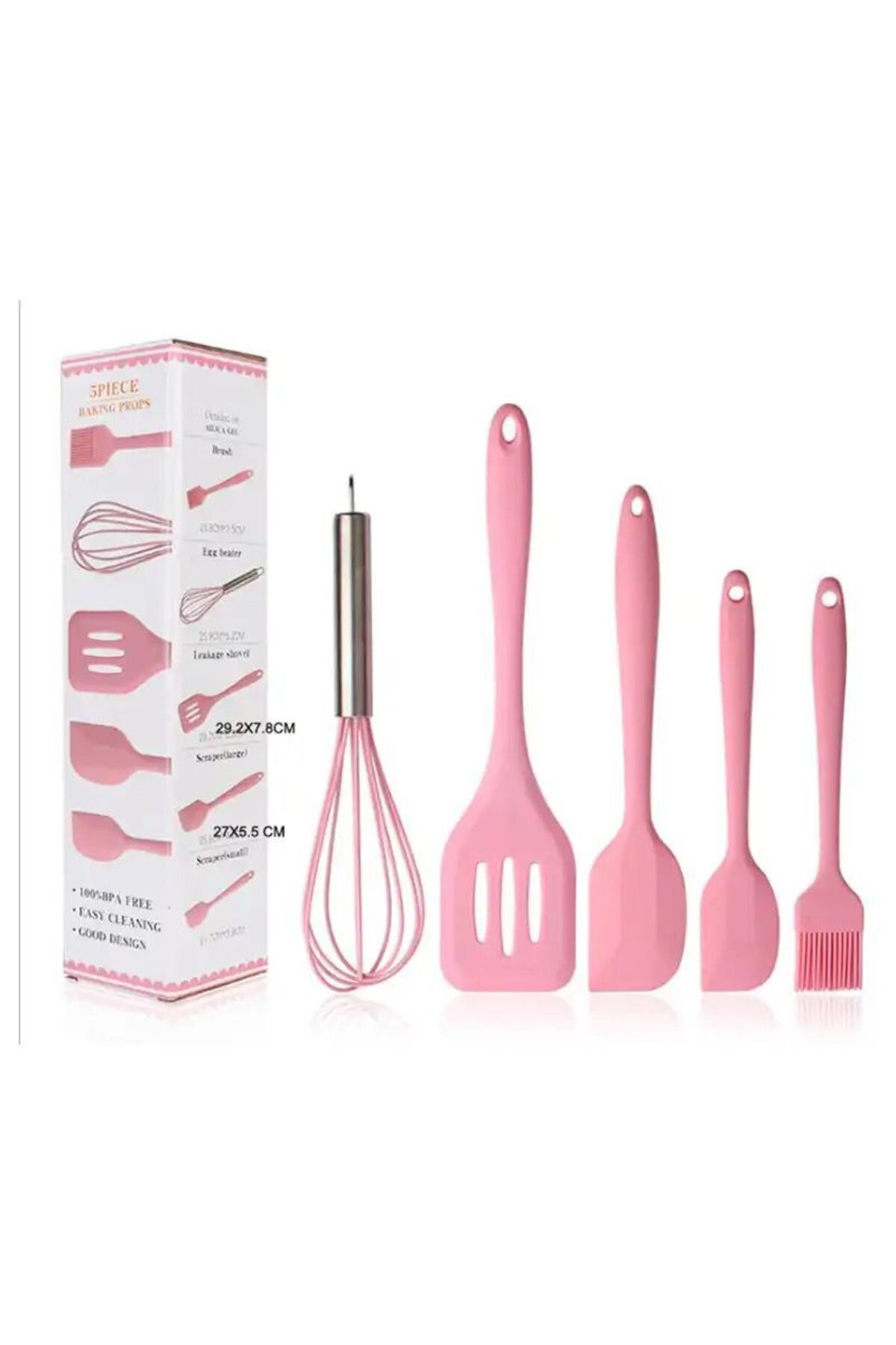 5 Li Mutfak Takım Yanmaz Yapışmaz Mutfak Pasta Slikon Yumurta Fırçası Kaşık Çırpıcı Tutacak Set