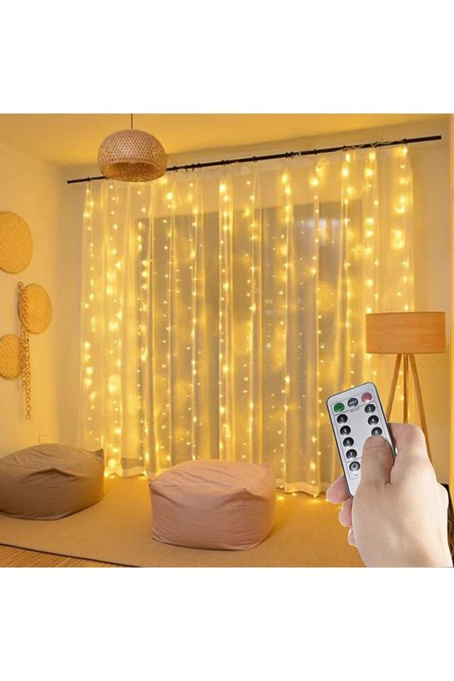 Kumandalı 8 Ayrı Moda Sahip 3mx3m ( 300 Cm X 300 Cm ) Perde Led Tel Led Usb
