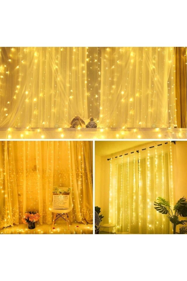 Kumandalı 8 Ayrı Moda Sahip 3mx3m ( 300 Cm X 300 Cm ) Perde Led Tel Led Usb