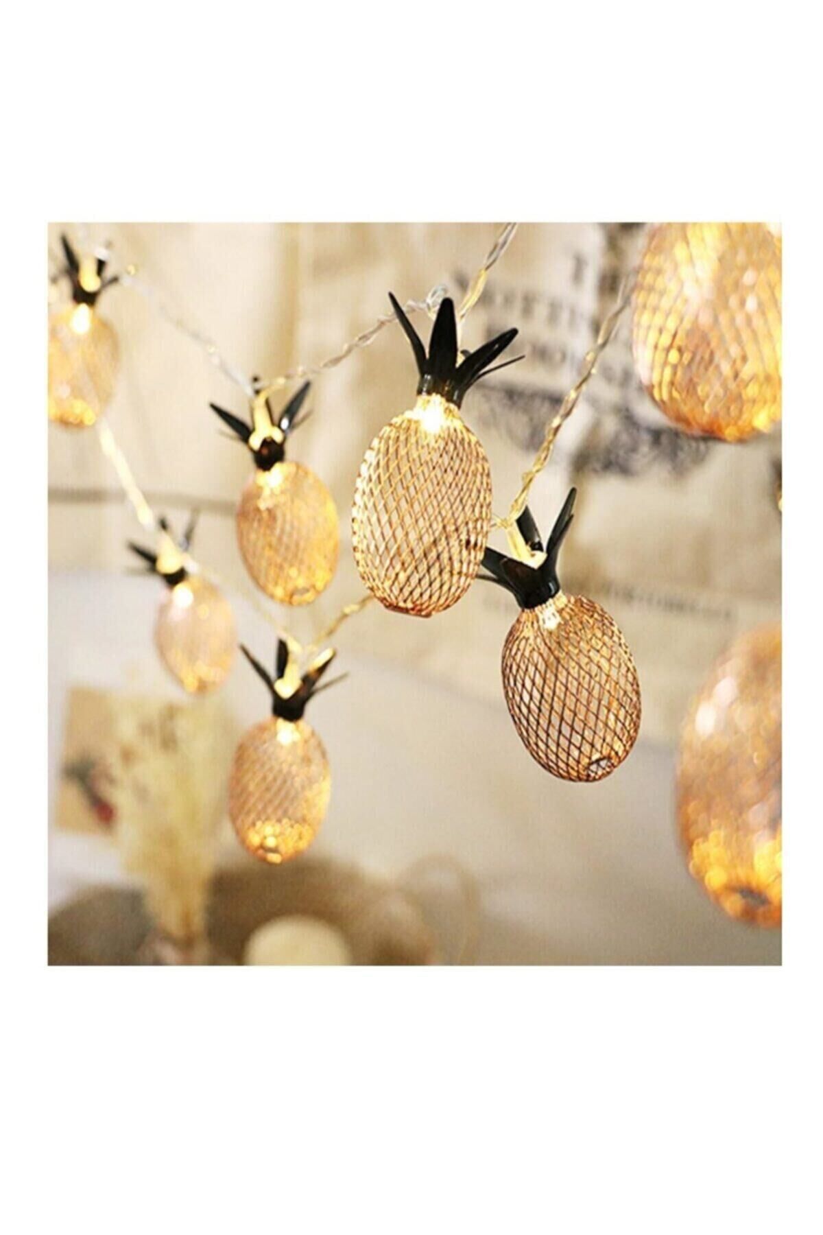 Dekoratif Ananas Ampullü 2 Metre 10 Led Ananaslı Lamba Aydınlatma SARI - Tek Ebat
