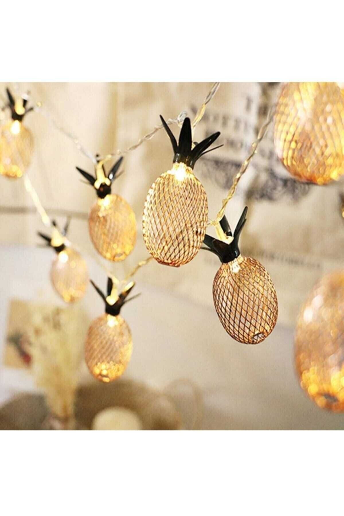 Dekoratif Ananas Ampullü 2 Metre 10 Led Ananaslı Lamba Aydınlatma 6998 - Tek Ebat