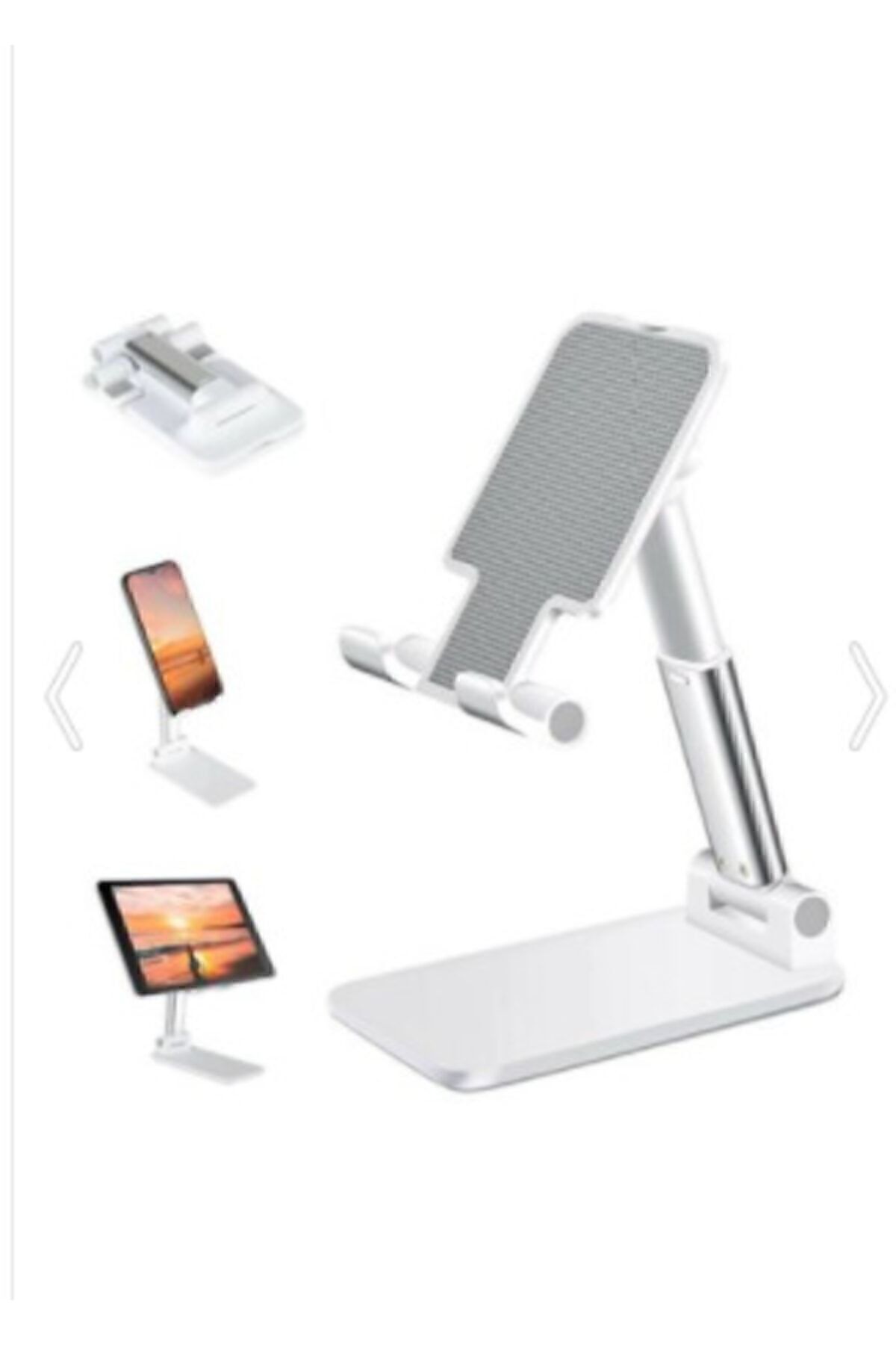 Masa Üstü Telefon / Tablet Standı Kademeli Yükseklik Ayarlı Telefon Tutucu Stand - Beyaz beyaz - Tek Ebat