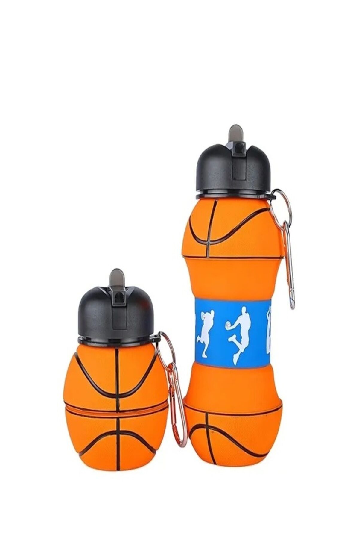 Basketbol Temalı Katlanabilir Silikon Su Şişesi - Spor ve Günlük Kullanım için Pratik Çözüm Turuncu - Tek Ebat