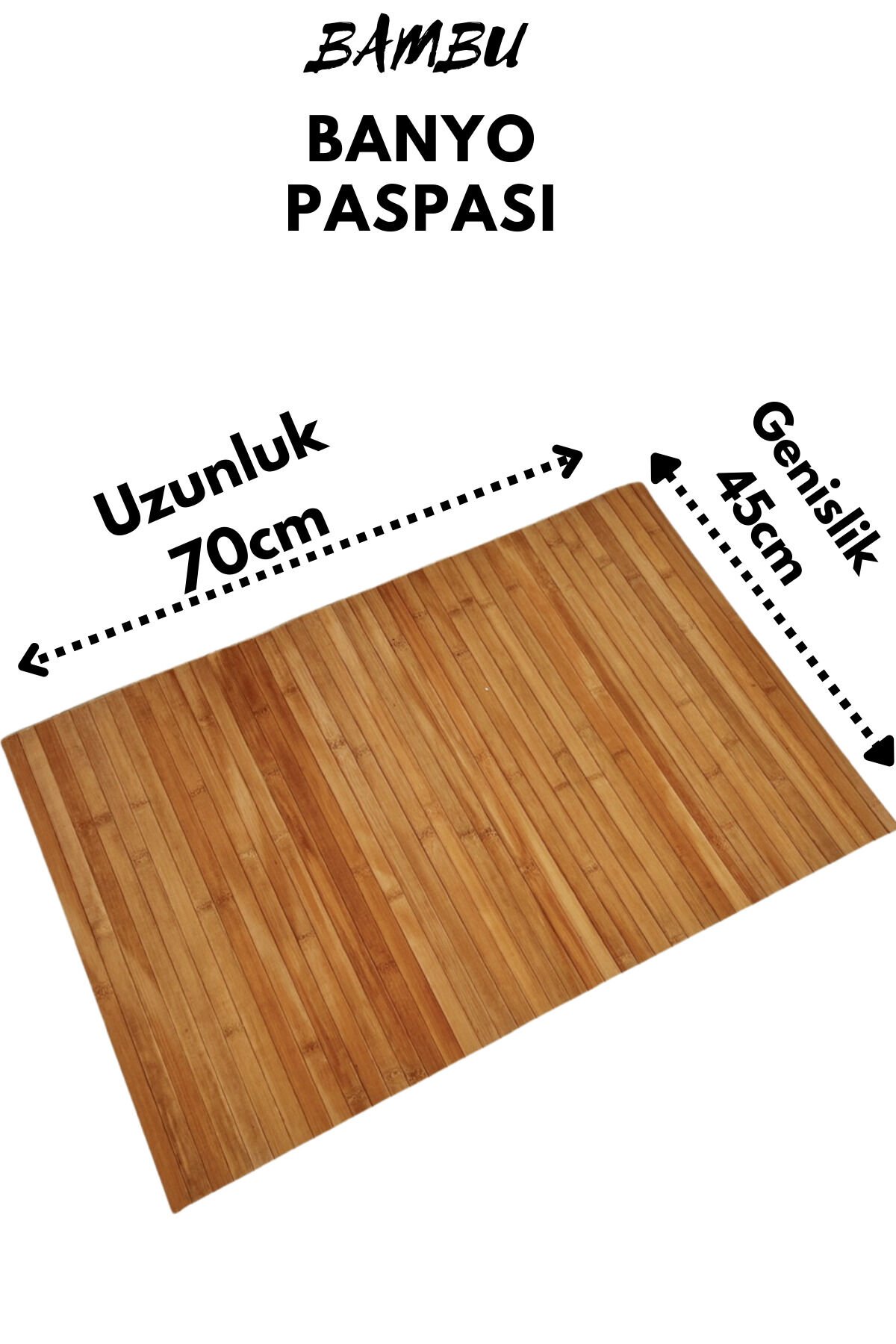 Bambu Kaydırmaz Tabanlı Banyo Paspası/matı 70×45cm