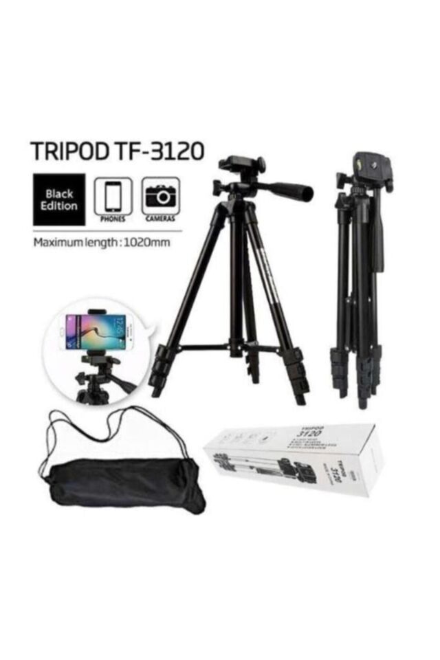 Profesyonel Kamera Telefon Tripod Tf-3120 102 Cm siyah - Tek Ebat